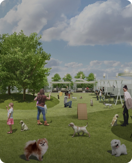 스타가든에서 반려동물과 함께 놀고 있는 모습