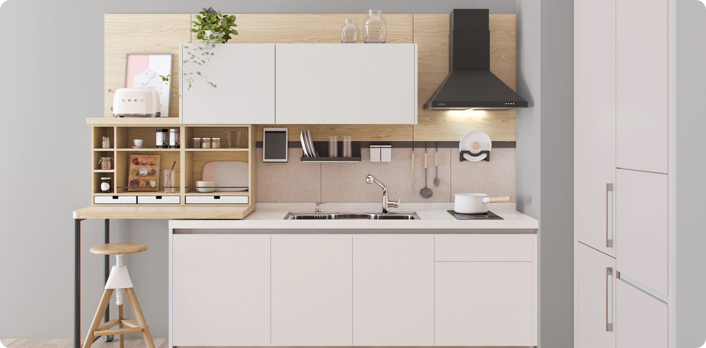 한샘 주방공간 세팅 모습