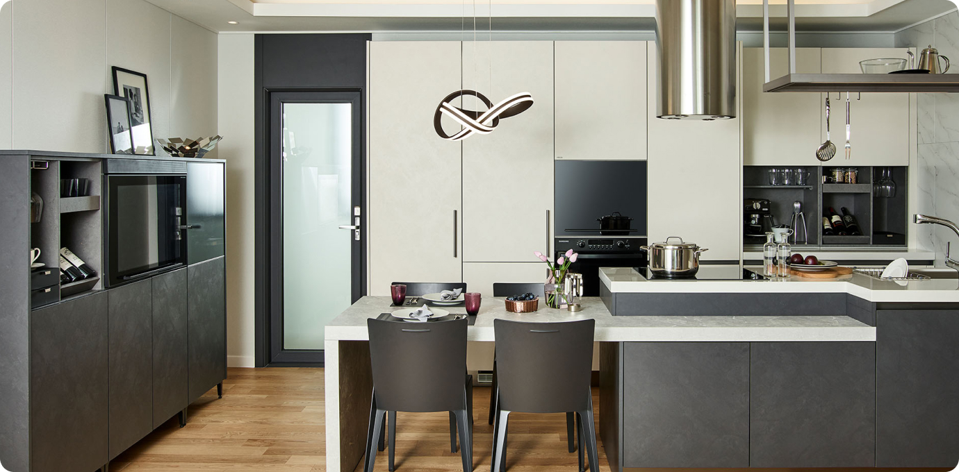 한샘 주방공간 세팅 모습