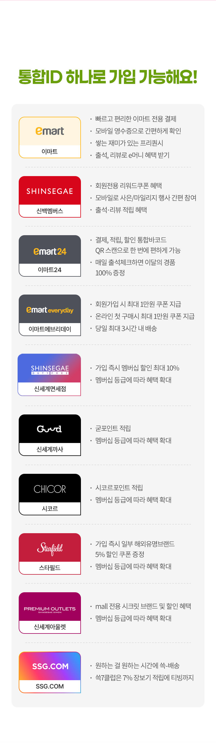 통합ID 하나로 가입 가능해요!